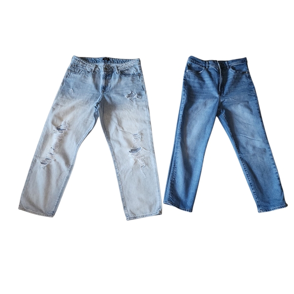 Express Women's Boyfriend Jeans in Light and Medium Blue - Picture 1 of 14